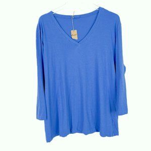 Blue V-Neck Women's Top